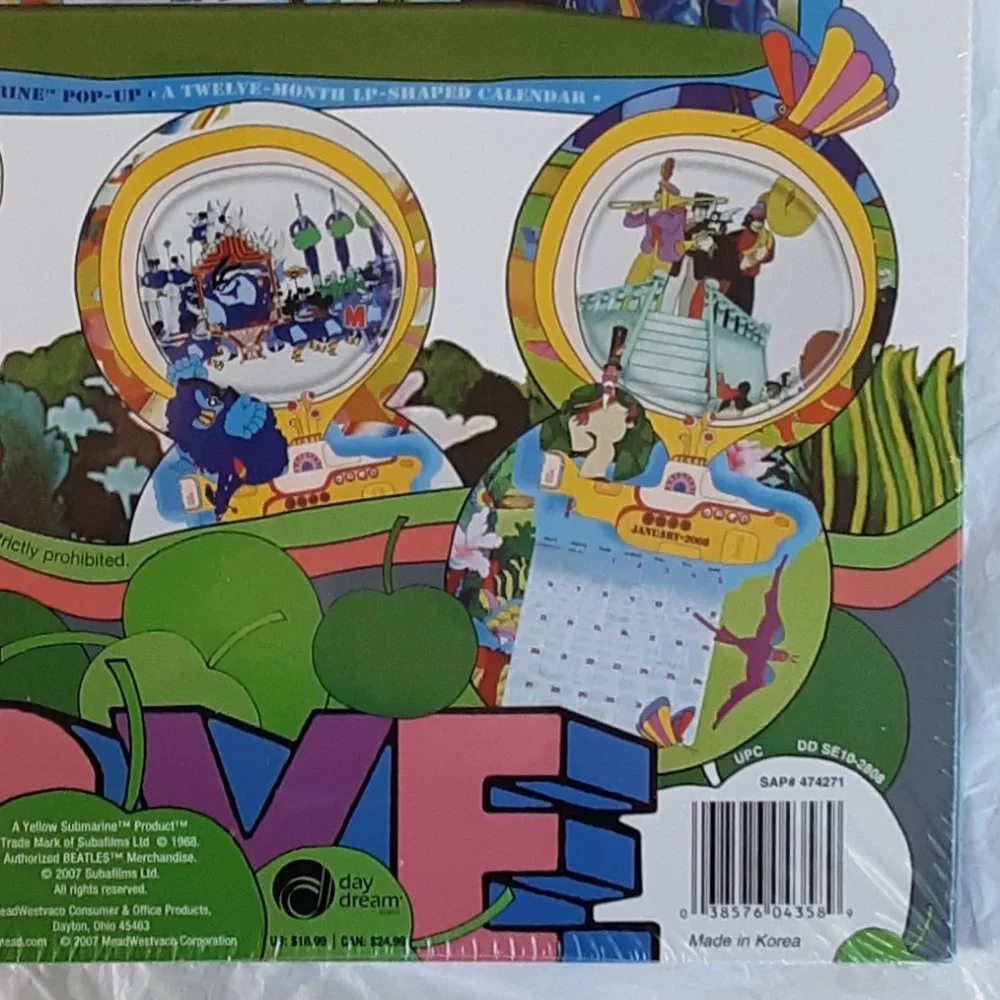 Beatles Calendar Yellow Submarine Collectible Brand New Sealed 2008